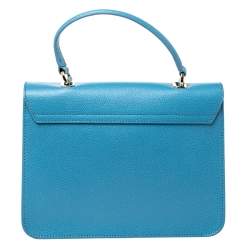 Pre Owned Furla Light Blue Leather Metropolis Top Handle Bag