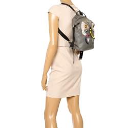 Pre Owned Furla Grey Soft Leather Patchwork Backpack