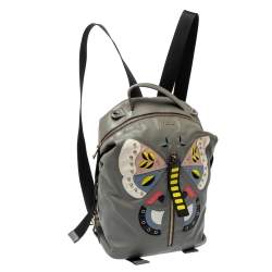 Pre Owned Furla Grey Soft Leather Patchwork Backpack