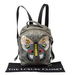 Pre Owned Furla Grey Soft Leather Patchwork Backpack