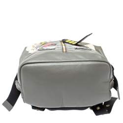 Pre Owned Furla Grey Soft Leather Patchwork Backpack