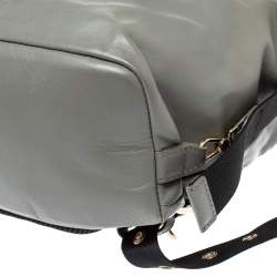 Pre Owned Furla Grey Soft Leather Patchwork Backpack