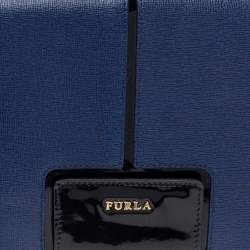 Pre Owned Furla Navy Blue Leather Zizi Chain Clutch