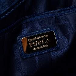 Pre Owned Furla Navy Blue Leather Zizi Chain Clutch