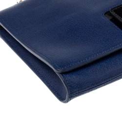Pre Owned Furla Navy Blue Leather Zizi Chain Clutch