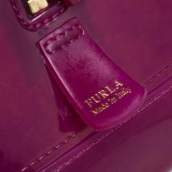 Pre Owned Furla Fuchsia Glossy Rubber Mini Candy Satchel