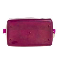Pre Owned Furla Fuchsia Glossy Rubber Mini Candy Satchel