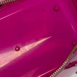Pre Owned Furla Fuchsia Glossy Rubber Mini Candy Satchel
