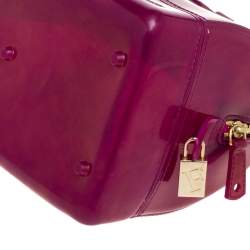 Pre Owned Furla Fuchsia Glossy Rubber Mini Candy Satchel