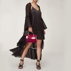 Pre Owned Furla Fuchsia Glossy Rubber Mini Candy Satchel