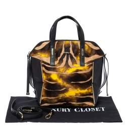 Pre Owned Furla Multicolor Leather and Calfhair Dome Satchel