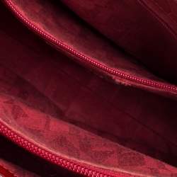 Pre Owned Furla Red Croc Embossed Leather Middle Zip Tote 