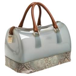 Pre Owned Furla Multicolor Rubber and Snakeskin Embossed Leather Medium Candy Satchel
