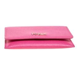 Pre Owned Furla Pink Leather Babylon Card Holder