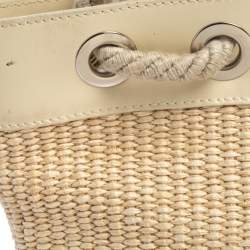 Pre Owned حقيبة يد فورلا بيتش جلد و قش بيج