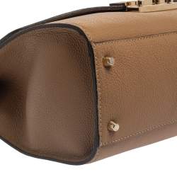 Pre Owned Furla Beige Leather Large Julia Top Handle Bag