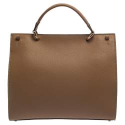 Pre Owned Furla Beige Leather Large Julia Top Handle Bag