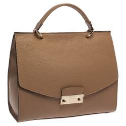 Pre Owned Furla Beige Leather Large Julia Top Handle Bag