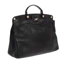 Pre Owned حقيبة فندي بايبر جلد أسود مثقب بيد علوية