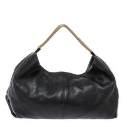 Pre Owned Furla Black Leather Luna Hobo
