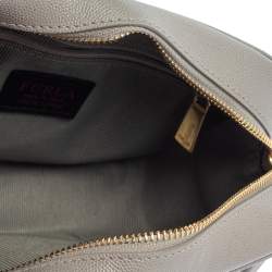 Pre Owned Furla Grey Textured Leather Mini Brava Crossbody Bag