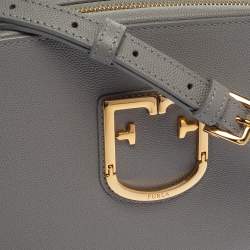 Pre Owned Furla Grey Textured Leather Mini Brava Crossbody Bag
