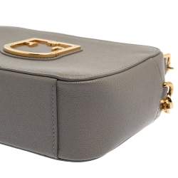 Pre Owned Furla Grey Textured Leather Mini Brava Crossbody Bag