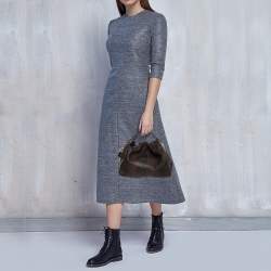 Furla Dark Brown Python Embossed Leather Elisabeth Hobo