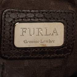 Furla Dark Brown Python Embossed Leather Elisabeth Hobo