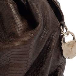 Furla Dark Brown Python Embossed Leather Elisabeth Hobo