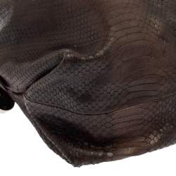 Furla Dark Brown Python Embossed Leather Elisabeth Hobo