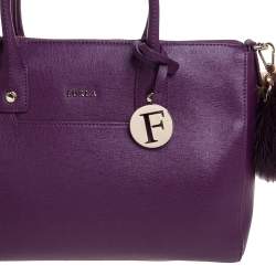 Furla Purple Leather Medium Linda Tote