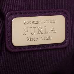 Pre Owned Furla Purple Leather Mini Spy Backpack 