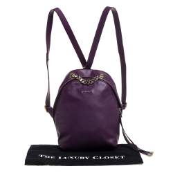 Pre Owned Furla Purple Leather Mini Spy Backpack 
