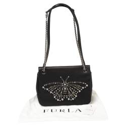 Pre Owned Furla Black Leather Deliziosa Flap Shoulder Bag