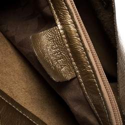 Pre Owned Furla Olive Green Patent Leather Divide It Tote