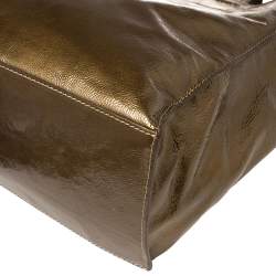 Pre Owned Furla Olive Green Patent Leather Divide It Tote