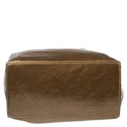 Pre Owned Furla Olive Green Patent Leather Divide It Tote