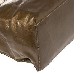 Pre Owned Furla Olive Green Patent Leather Divide It Tote