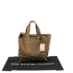 Pre Owned Furla Olive Green Patent Leather Divide It Tote