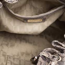 Pre Owned Furla Beige/Brown Snakeskin Embossed Leather Shoulder Bag