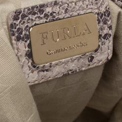 Pre Owned Furla Beige/Brown Snakeskin Embossed Leather Shoulder Bag