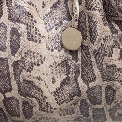 Pre Owned Furla Beige/Brown Snakeskin Embossed Leather Shoulder Bag