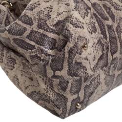 Pre Owned Furla Beige/Brown Snakeskin Embossed Leather Shoulder Bag