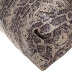 Pre Owned Furla Beige/Brown Snakeskin Embossed Leather Shoulder Bag