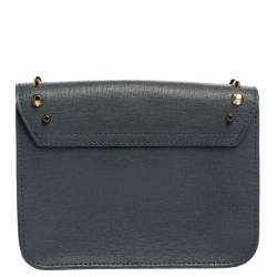 Pre Owned Furla Blue Studded Leather Julia Crossbody Bag