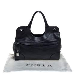 Furla Black Textured Leather Hobo