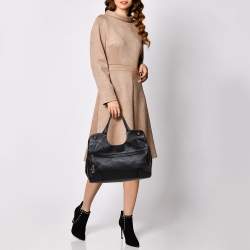 Furla Black Textured Leather Hobo