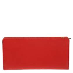 Pre Owned Furla Orange Leather Zipped Continental Wallet