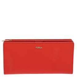 Furla Orange Leather Zipped Continental Wallet